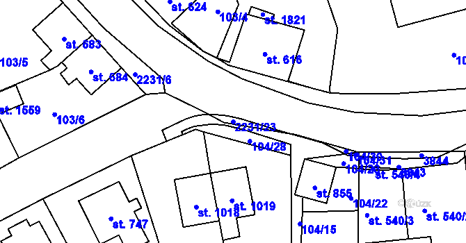 Parcela st. 2231/23 v KÚ Králíky, Katastrální mapa