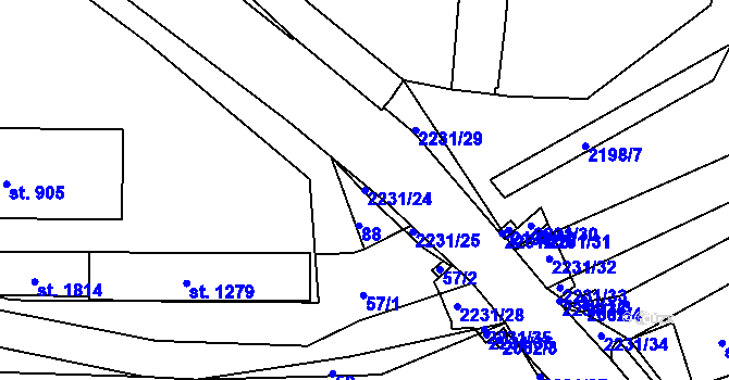 Parcela st. 2231/24 v KÚ Králíky, Katastrální mapa