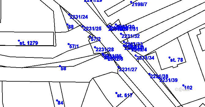 Parcela st. 2231/35 v KÚ Králíky, Katastrální mapa