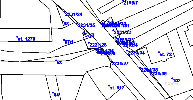 Parcela st. 2231/36 v KÚ Králíky, Katastrální mapa