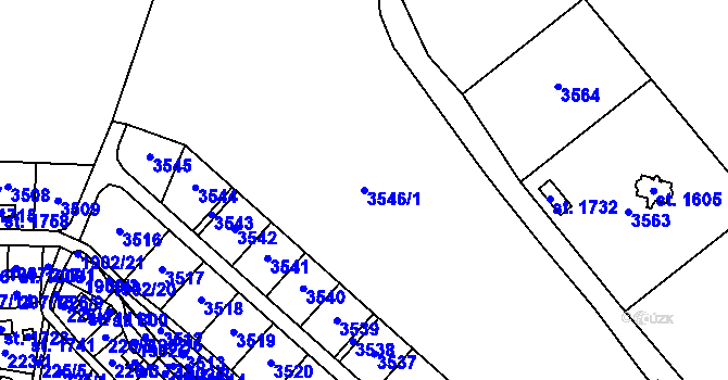 Parcela st. 3546/1 v KÚ Králíky, Katastrální mapa