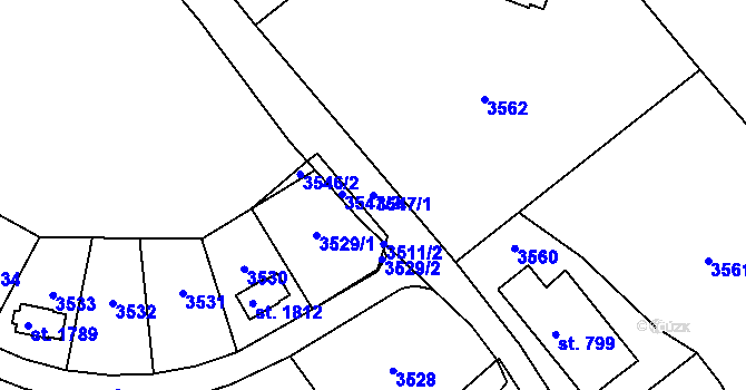 Parcela st. 3547/1 v KÚ Králíky, Katastrální mapa