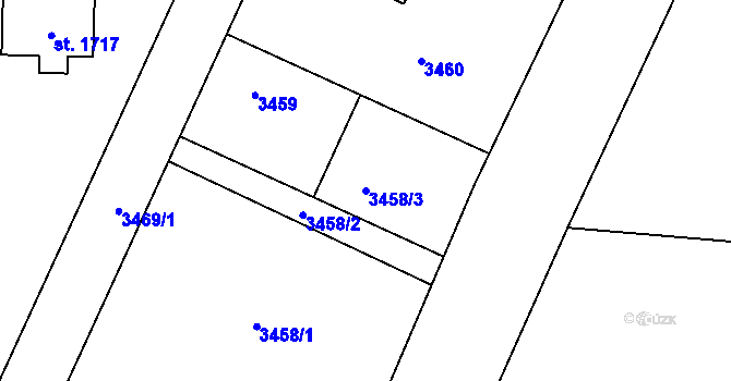 Parcela st. 3458/3 v KÚ Králíky, Katastrální mapa