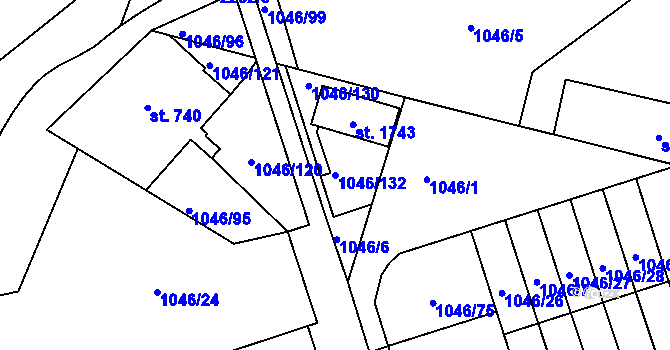 Parcela st. 1046/132 v KÚ Králíky, Katastrální mapa