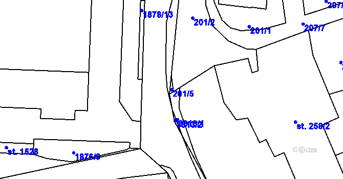 Parcela st. 201/5 v KÚ Králíky, Katastrální mapa