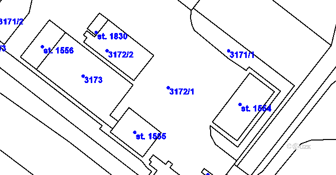 Parcela st. 3172/1 v KÚ Králíky, Katastrální mapa
