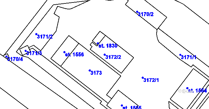 Parcela st. 3172/2 v KÚ Králíky, Katastrální mapa