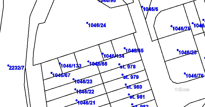 Parcela st. 1046/134 v KÚ Králíky, Katastrální mapa