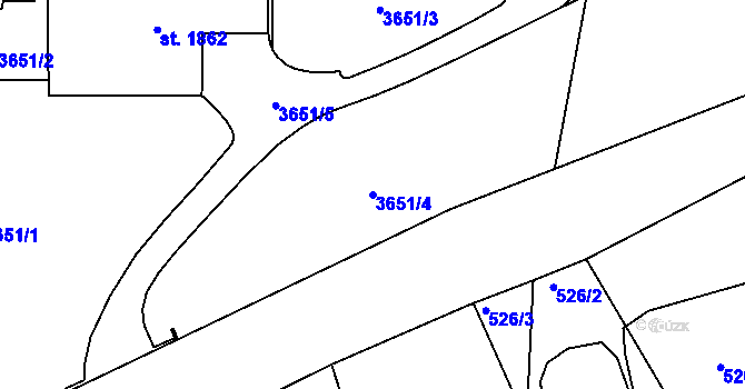 Parcela st. 3651/4 v KÚ Králíky, Katastrální mapa