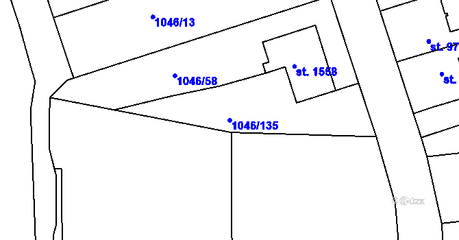 Parcela st. 1046/135 v KÚ Králíky, Katastrální mapa