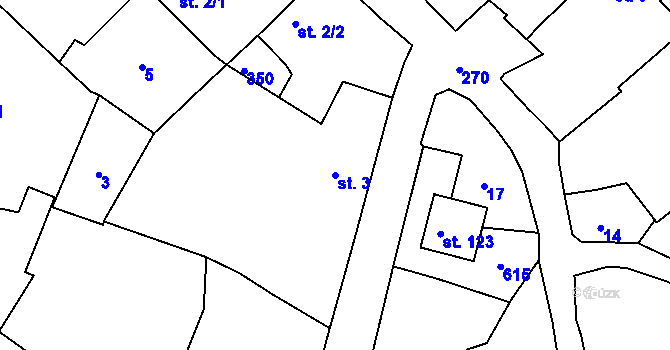 Parcela st. 3 v KÚ Hlivice, Katastrální mapa