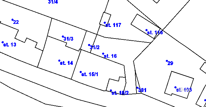 Parcela st. 16 v KÚ Hlivice, Katastrální mapa