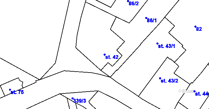 Parcela st. 42 v KÚ Hlivice, Katastrální mapa