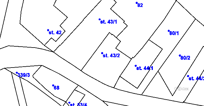 Parcela st. 43/2 v KÚ Hlivice, Katastrální mapa