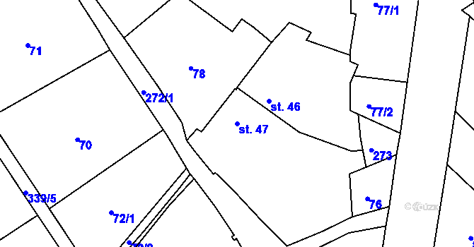 Parcela st. 47 v KÚ Hlivice, Katastrální mapa