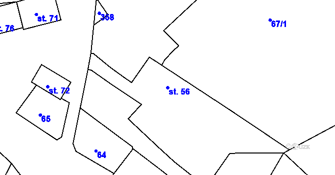 Parcela st. 56 v KÚ Hlivice, Katastrální mapa