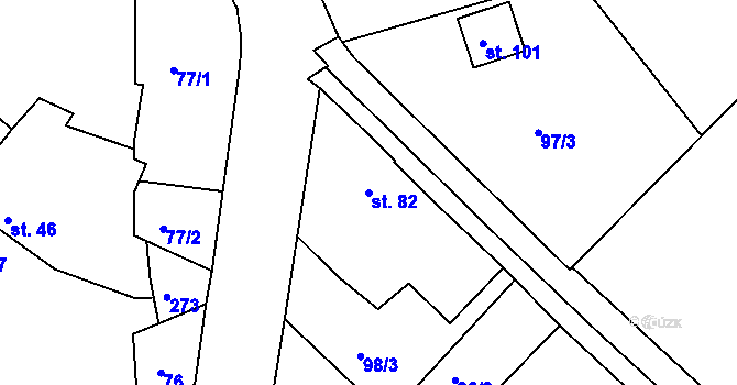 Parcela st. 82 v KÚ Hlivice, Katastrální mapa