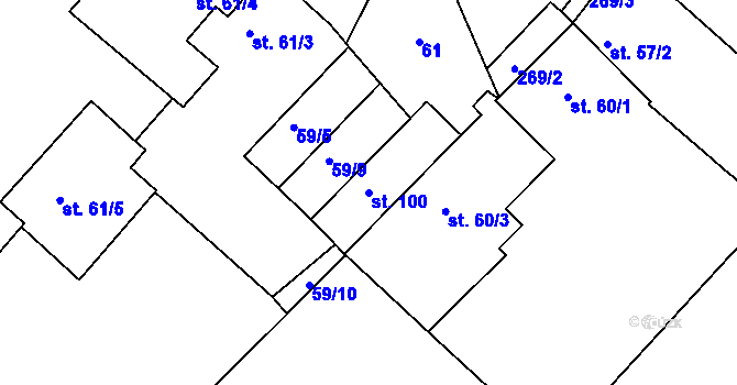 Parcela st. 100 v KÚ Hlivice, Katastrální mapa