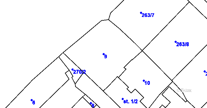 Parcela st. 9 v KÚ Hlivice, Katastrální mapa