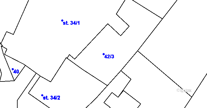 Parcela st. 42/3 v KÚ Hlivice, Katastrální mapa