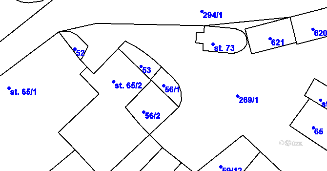 Parcela st. 56/1 v KÚ Hlivice, Katastrální mapa