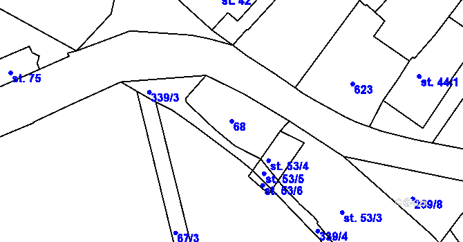 Parcela st. 68 v KÚ Hlivice, Katastrální mapa