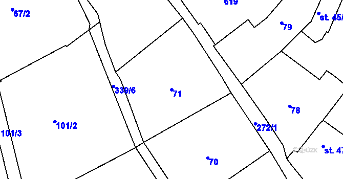 Parcela st. 71 v KÚ Hlivice, Katastrální mapa