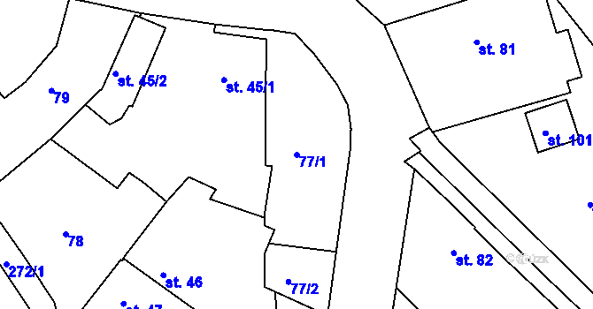 Parcela st. 77/1 v KÚ Hlivice, Katastrální mapa