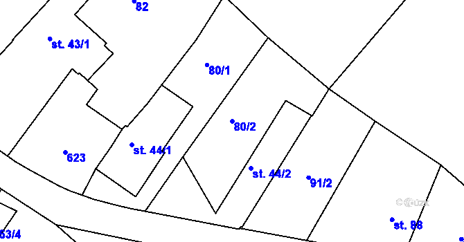 Parcela st. 80/2 v KÚ Hlivice, Katastrální mapa