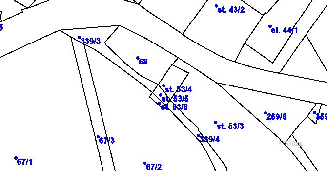 Parcela st. 53/4 v KÚ Hlivice, Katastrální mapa