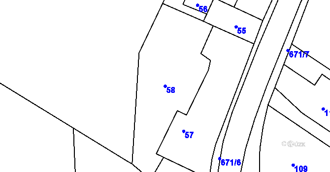 Parcela st. 58 v KÚ Králová, Katastrální mapa