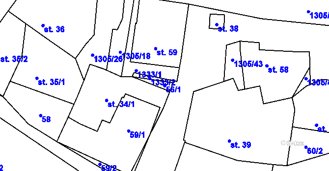 Parcela st. 56/1 v KÚ Králova Lhota, Katastrální mapa