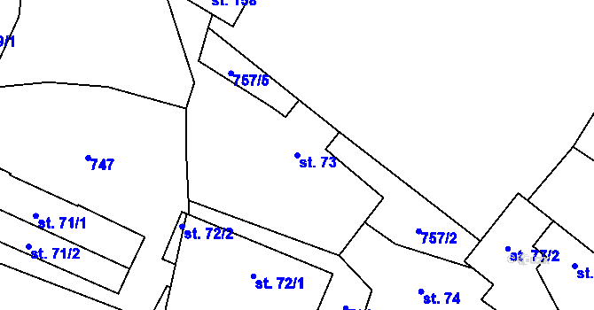 Parcela st. 73 v KÚ Laziště, Katastrální mapa