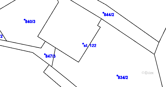 Parcela st. 122 v KÚ Laziště, Katastrální mapa