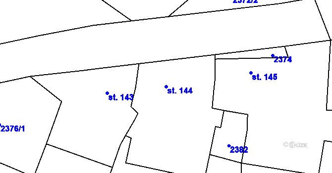 Parcela st. 144 v KÚ Laziště, Katastrální mapa