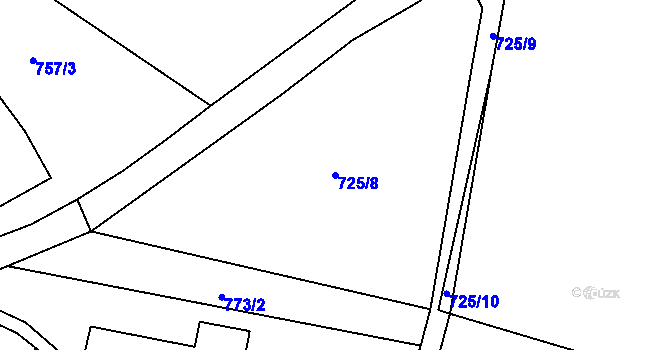 Parcela st. 725/8 v KÚ Laziště, Katastrální mapa