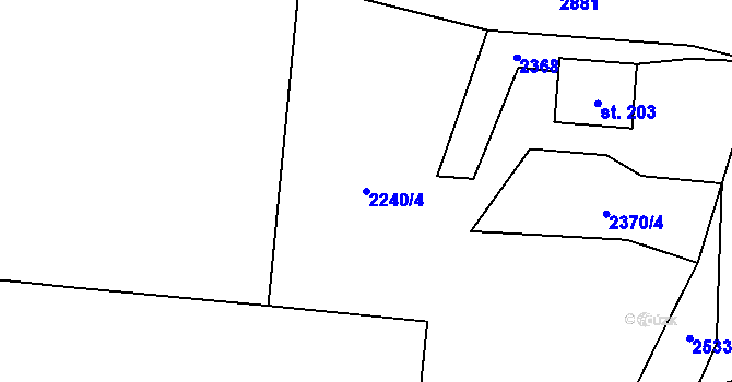 Parcela st. 2240/4 v KÚ Laziště, Katastrální mapa