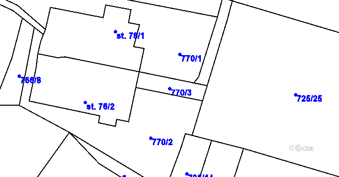 Parcela st. 770/3 v KÚ Laziště, Katastrální mapa
