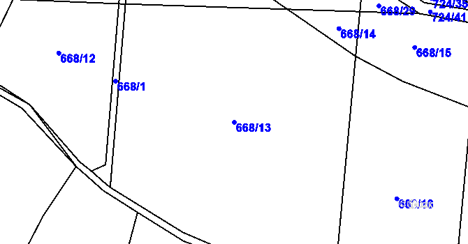 Parcela st. 668/13 v KÚ Laziště, Katastrální mapa