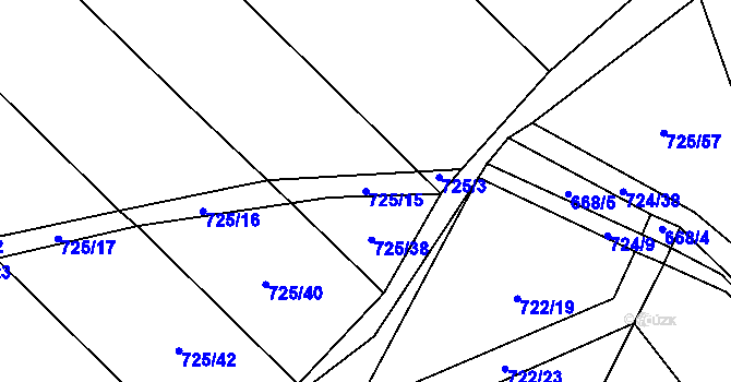 Parcela st. 725/15 v KÚ Laziště, Katastrální mapa