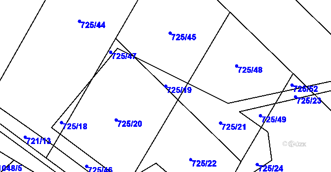Parcela st. 725/19 v KÚ Laziště, Katastrální mapa