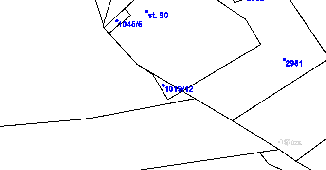 Parcela st. 1019/12 v KÚ Laziště, Katastrální mapa