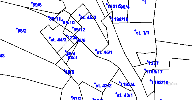 Parcela st. 45/1 v KÚ Probulov, Katastrální mapa