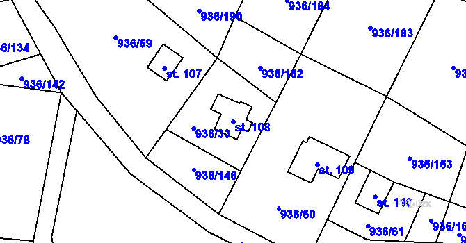 Parcela st. 108 v KÚ Probulov, Katastrální mapa