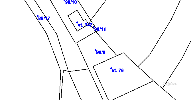 Parcela st. 90/9 v KÚ Probulov, Katastrální mapa