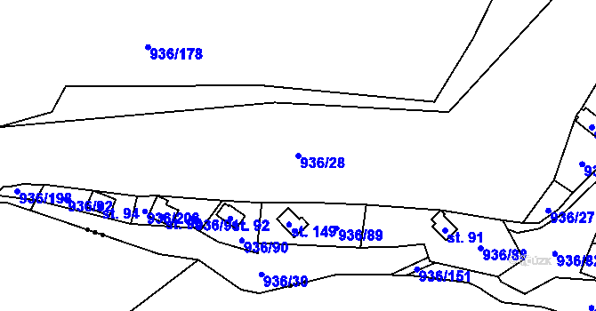 Parcela st. 936/28 v KÚ Probulov, Katastrální mapa