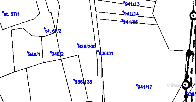 Parcela st. 936/31 v KÚ Probulov, Katastrální mapa
