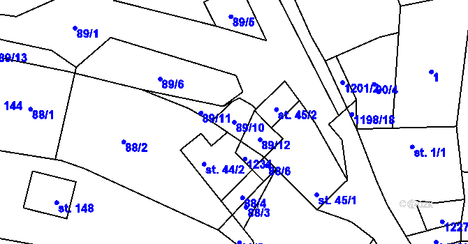 Parcela st. 89/10 v KÚ Probulov, Katastrální mapa