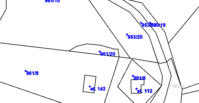 Parcela st. 961/20 v KÚ Probulov, Katastrální mapa