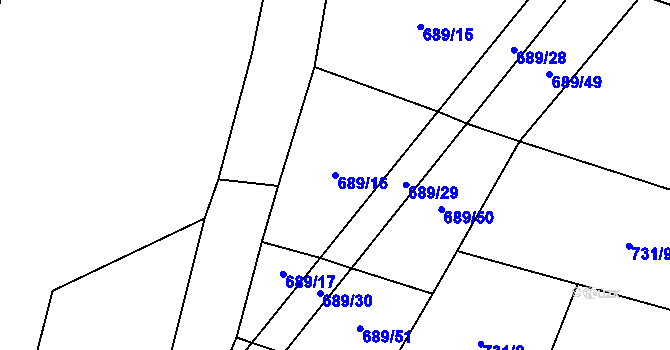 Parcela st. 689/16 v KÚ Probulov, Katastrální mapa